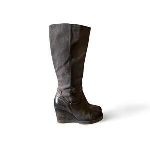 MJUS Wedge Leather Knee Boots – Dark Grey – US 8.5